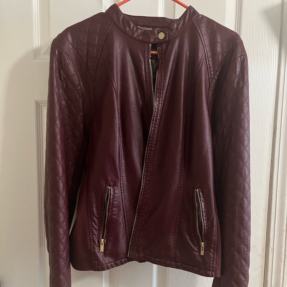 XL Black Rivet Wine Colored Motor Jacket